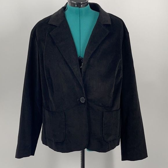 BRIGGS NEW YORK Women’s Plus Size Basic Black Corduroy Jacket Size 18W GUC - Picture 1 of 12
